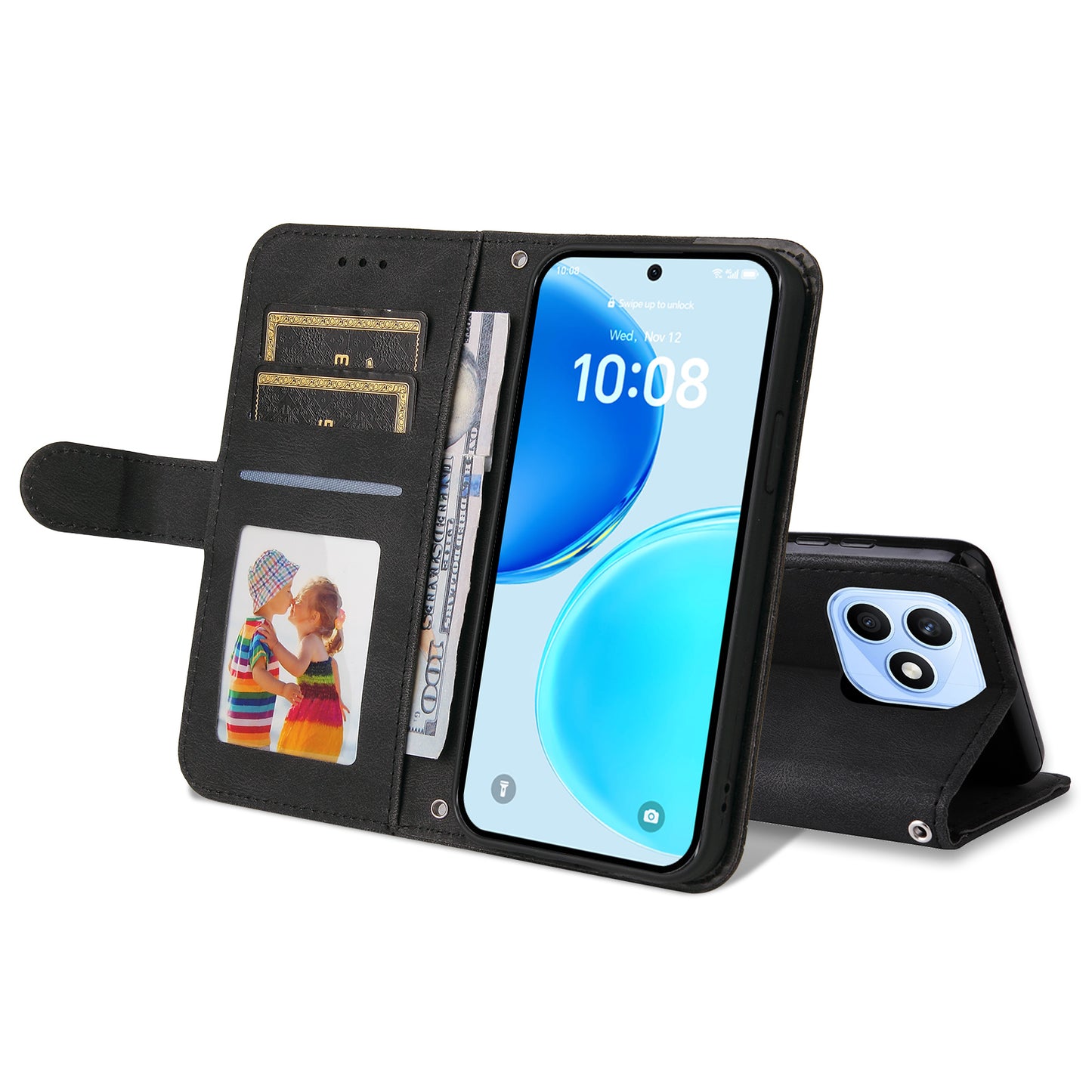 For Honor X8d 4G Leather Wallet Cases Skin Touch Phone Cover Stand with Strap