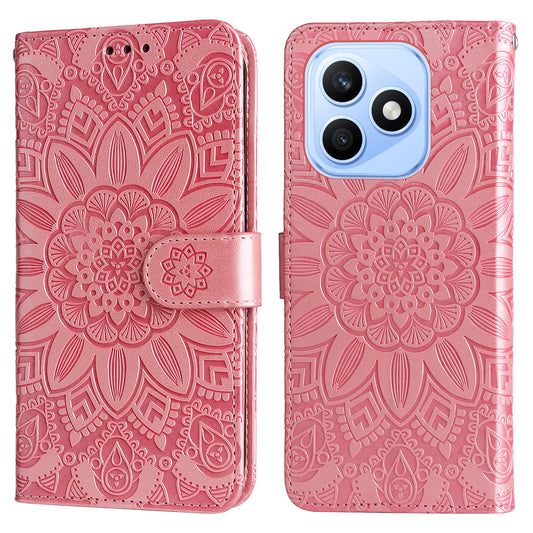 Honor X8d 4G Handyhülle – mit Sonnenblumen-Aufdruck, Leder-Geldbörsen