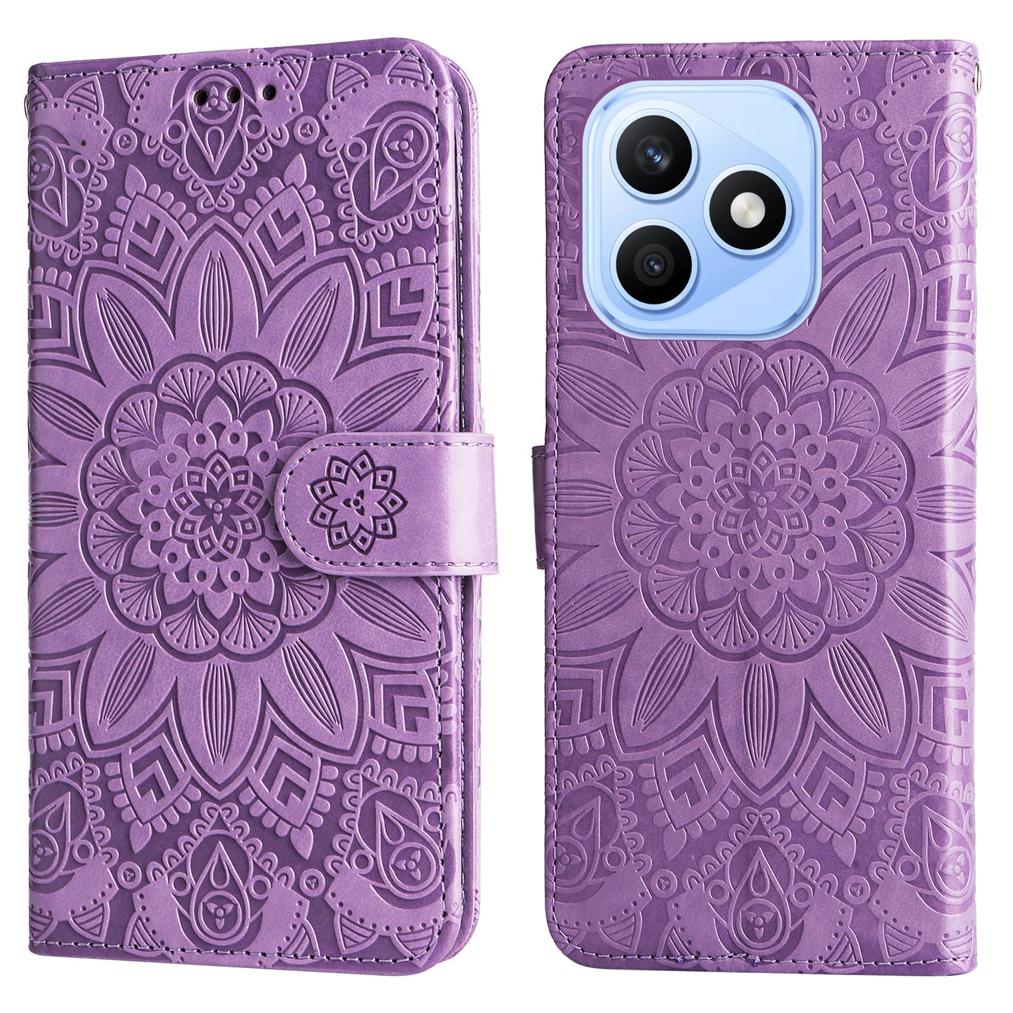 For Honor X8d 4G Case Sunflower Imprint Leather Wallet Phone Cover