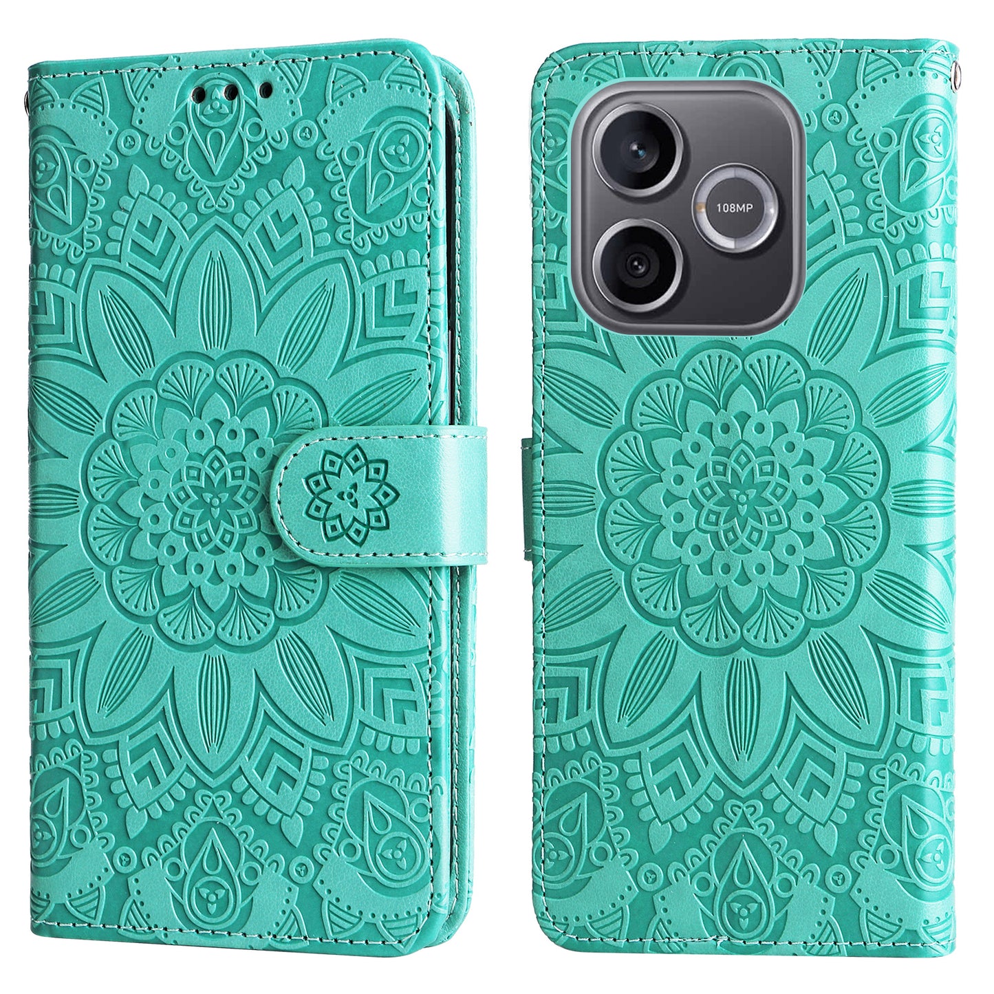 For Honor 600 Lite 5G Case Sunflower Imprint Leather Wallet Phone Cover