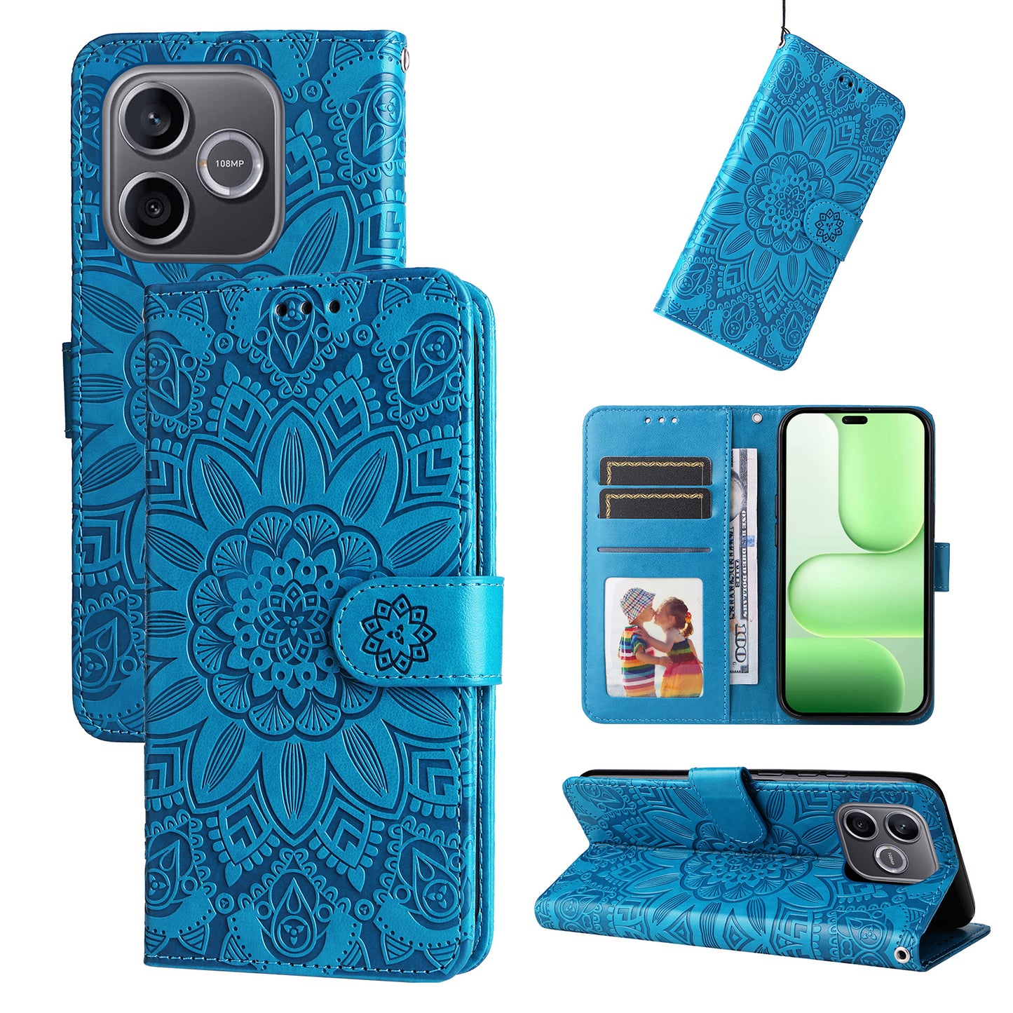 For Honor 600 Lite 5G Case Sunflower Imprint Leather Wallet Phone Cover