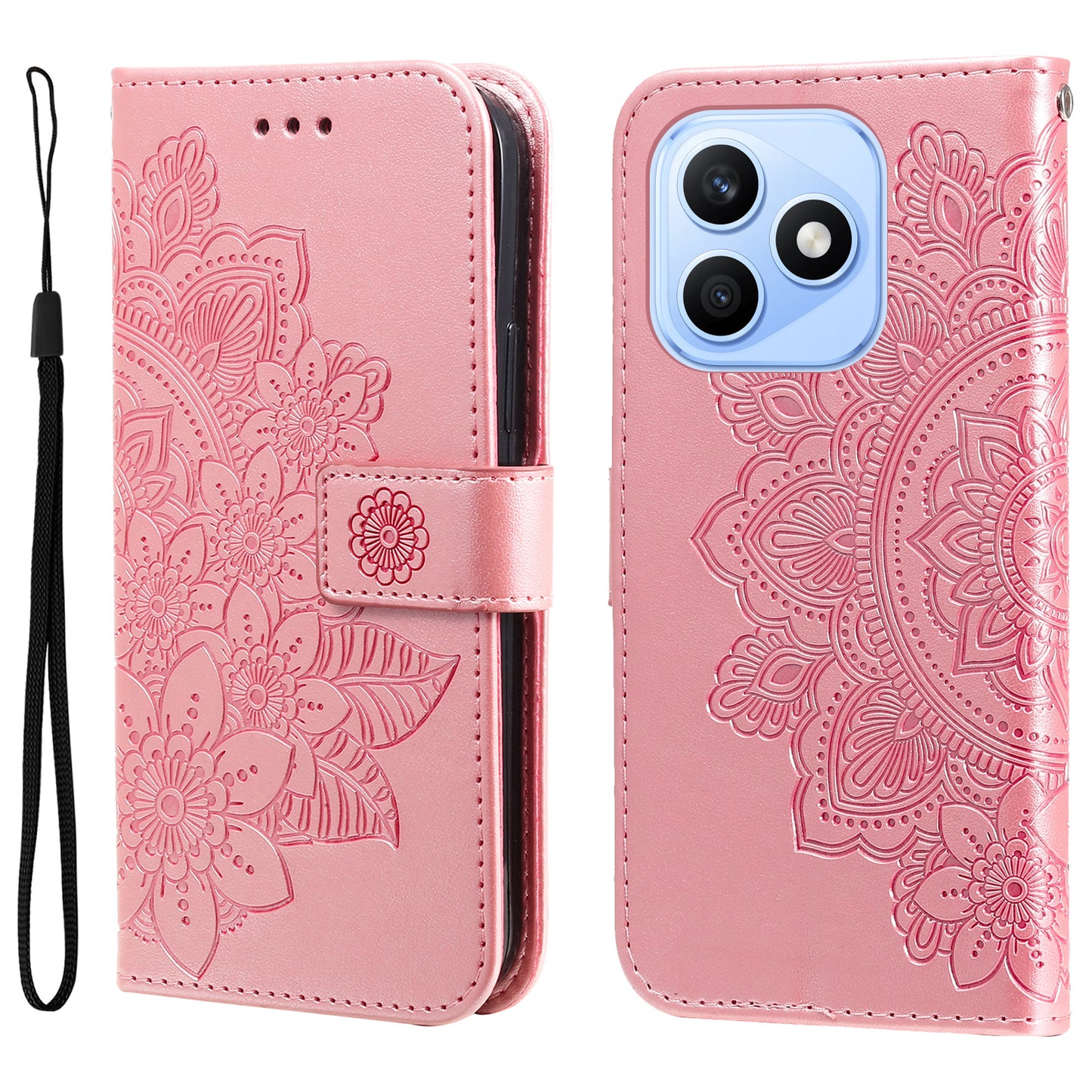 For Honor X8d 4G Case Floral Pattern PU Leather Wallet Stand Phone Cover