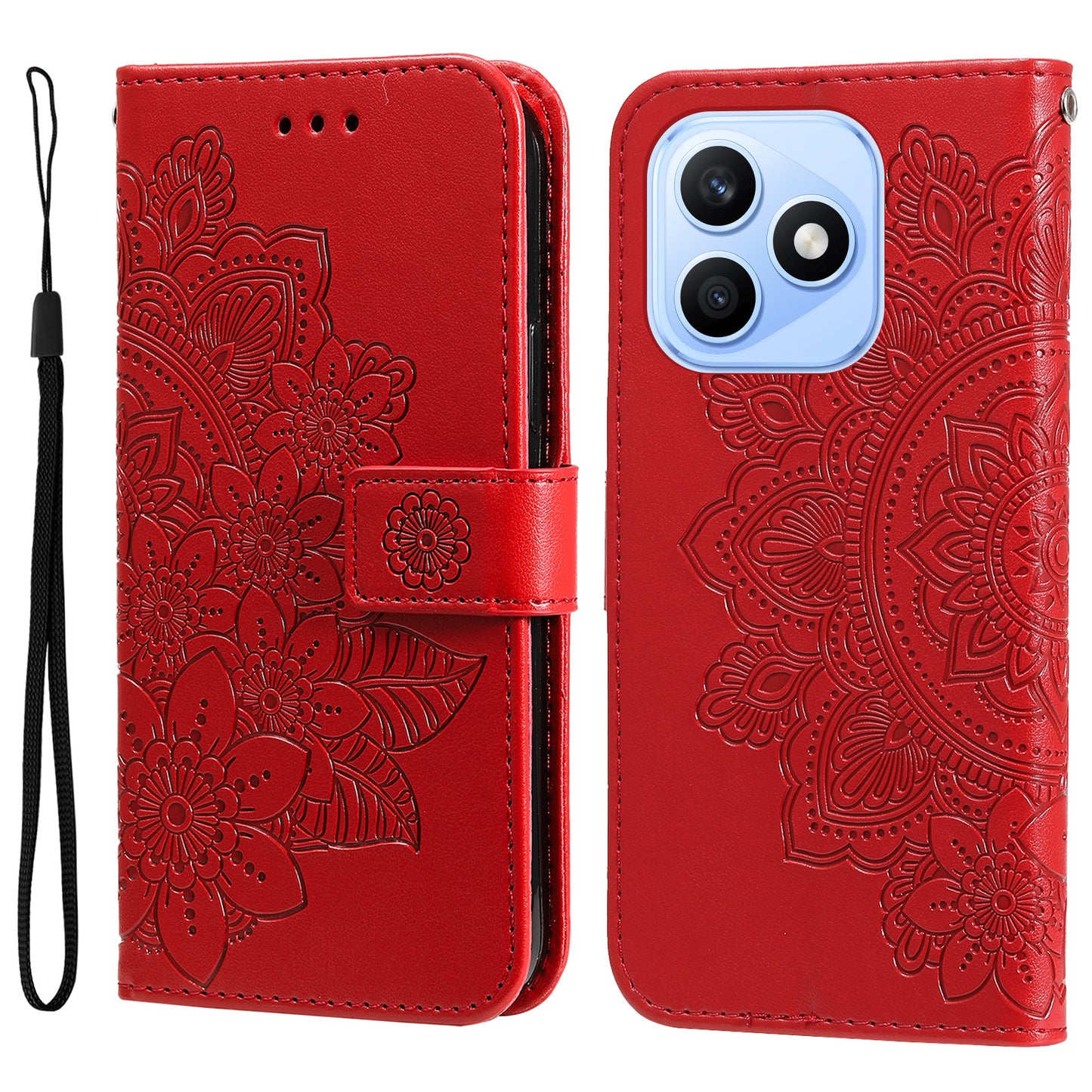 For Honor X8d 4G Case Floral Pattern PU Leather Wallet Stand Phone Cover