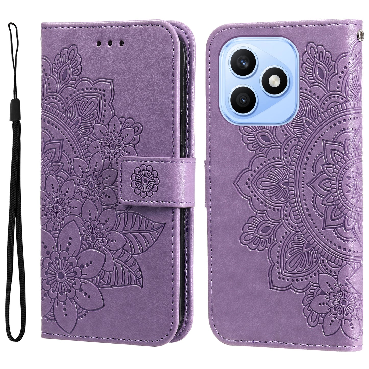 For Honor X8d 4G Case Floral Pattern PU Leather Wallet Stand Phone Cover
