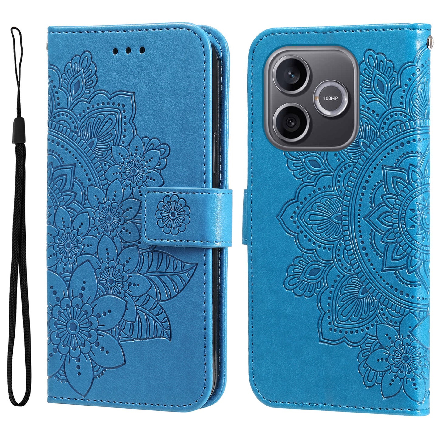 For Honor 600 Lite 5G Case Floral Pattern PU Leather Wallet Stand Phone Cover