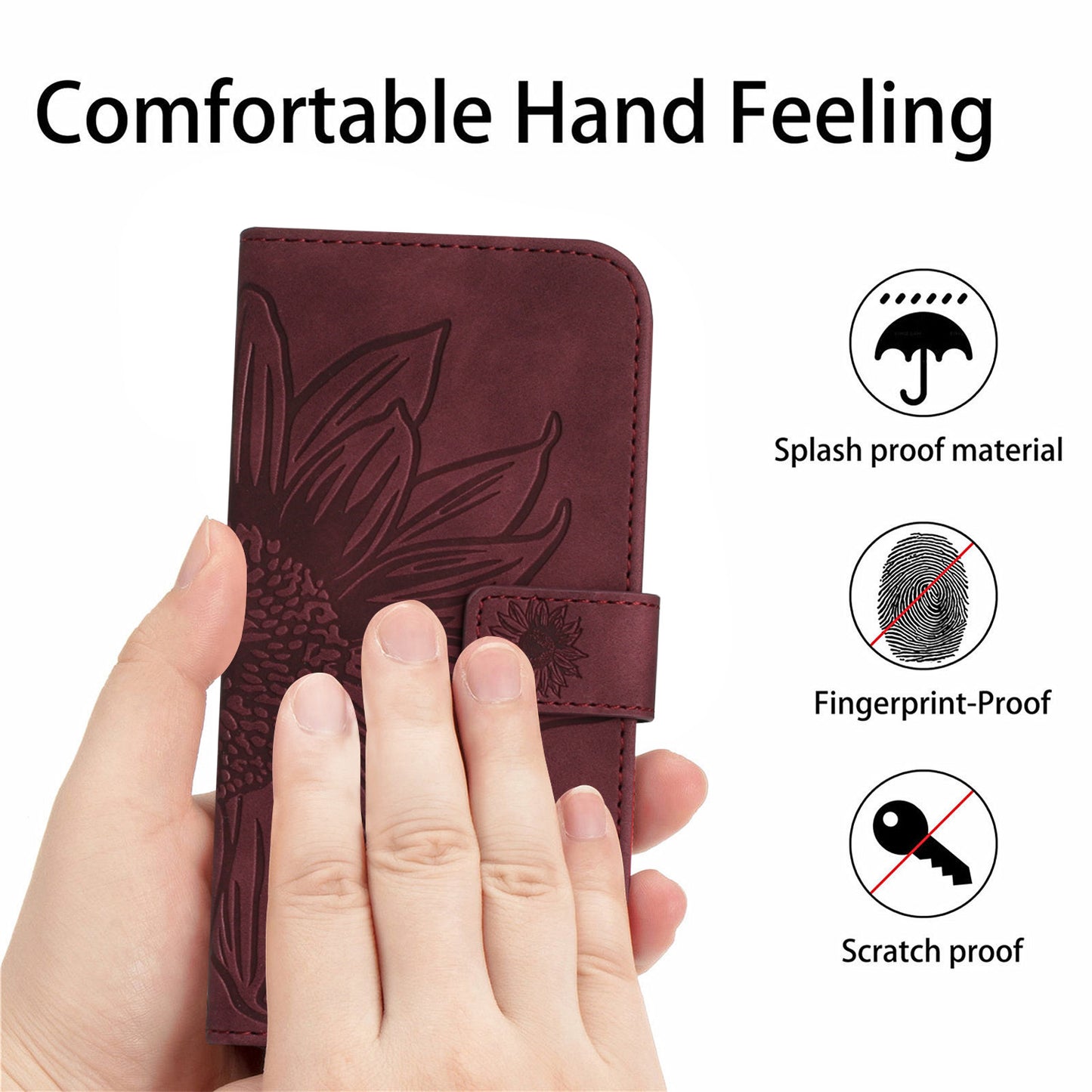 For Honor 600 Lite 5G Case Sunflower Imprint Leather Wallet Phone Cover with Wrist Strap