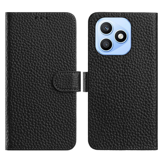 Honor X8d 4G Wallet-Handyhülle – Standfunktion Litchi Textur Echtes Rindsleder Flip