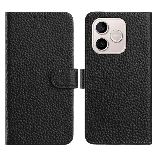 Honor 600 Lite 5G Wallet-Handyhülle – Standfunktion Litchi Textur Echtes Rindsleder Flip