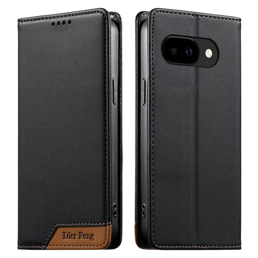 Google Pixel 10a Handyhülle – DIERFENG DF-018 RFID-blockierende Brieftasche aus Leder mit farblich gespleißter Logo-Ecke