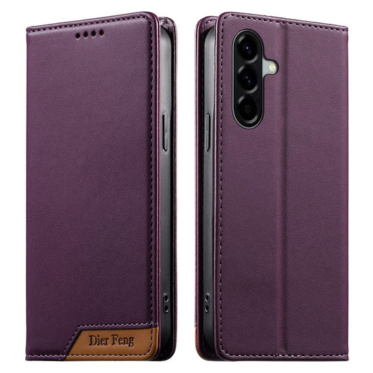 Galaxy A57 5G Handyhülle – DIERFENG DF-018 RFID-blockierende Brieftasche aus Leder mit farblich gespleißter Logo-Ecke