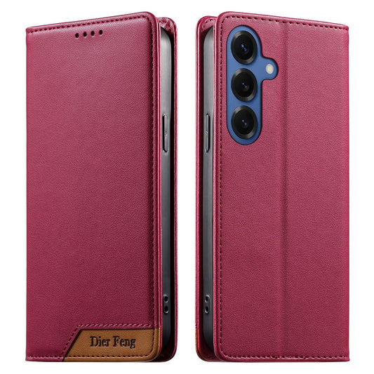 Galaxy S26 Handyhülle – DIERFENG DF-018 RFID-blockierende Brieftasche aus Leder mit farblich gespleißter Logo-Ecke