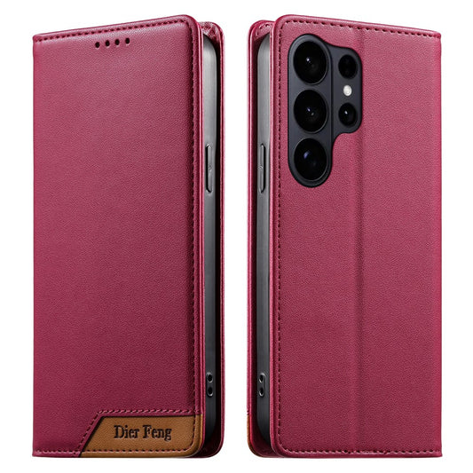 Galaxy S26 Ultra Handyhülle – DIERFENG DF-018 RFID-blockierende Brieftasche aus Leder mit farblich gespleißter Logo-Ecke