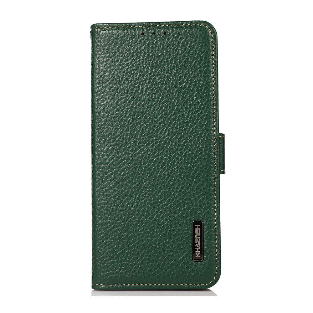 KHAZNEH for Xiaomi Poco X8 Pro 5G / Redmi Turbo 5 5G Phone Case Litchi Texture Genuine Cow Leather Cover RFID Blocking