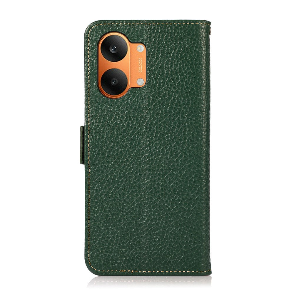 KHAZNEH for Xiaomi Poco X8 Pro Max 5G / Redmi Turbo 5 Max 5G Phone Case Litchi Texture Genuine Cow Leather Cover RFID Blocking