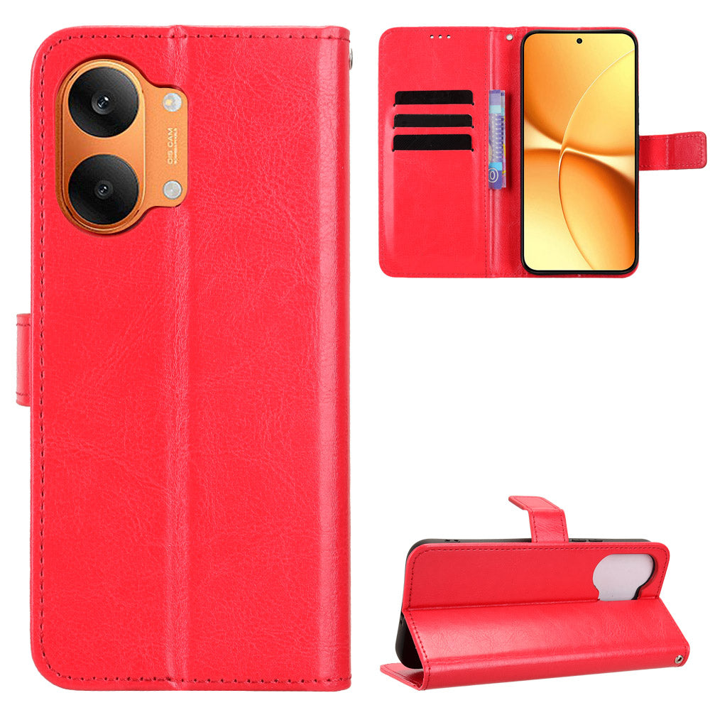 For Xiaomi Redmi Turbo 5 Max 5G / Xiaomi Poco X8 Pro Max 5G PU Leather Case with Strap Crazy Horse Texture Phone Wallet Cover