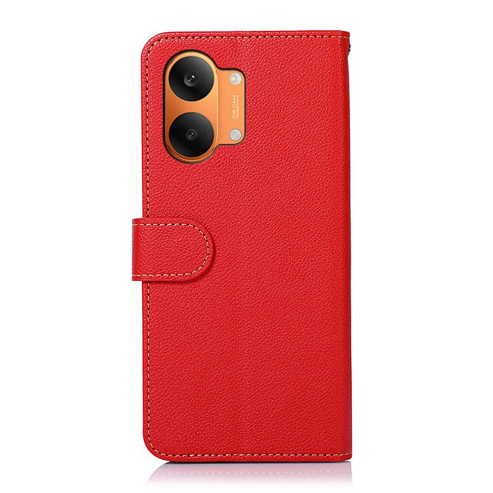 KHAZNEH Leather Case for Xiaomi Poco X8 Pro Max 5G  /  Redmi Turbo 5 Max 5G RFID Blocking Wallet Litchi Texture PU Phone Cover with Strap