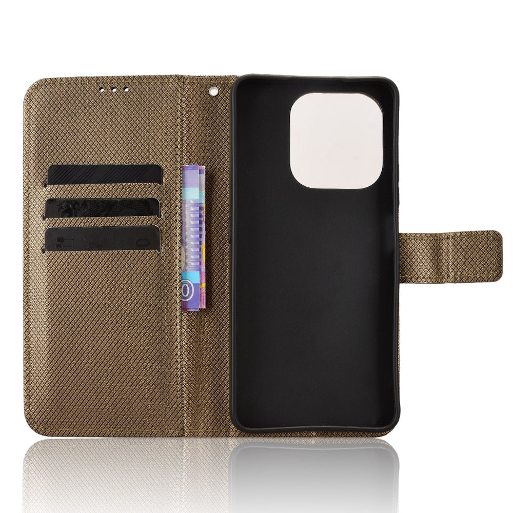For Honor X8d 4G Leather Wallet Case with Strap Diamond Texture Phone Cover