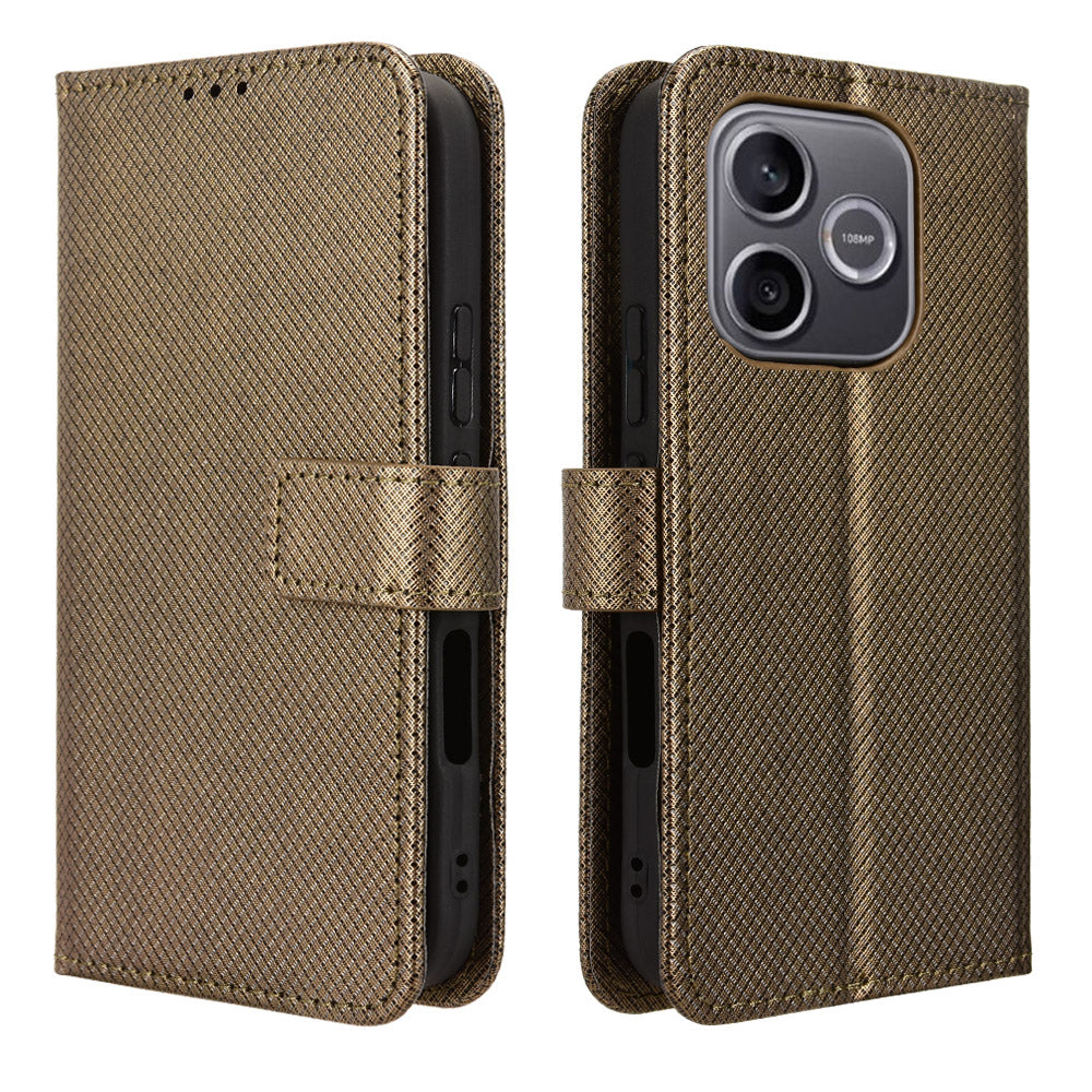 For Honor 600 Lite 5G Leather Wallet Case with Strap Diamond Texture Phone Cover