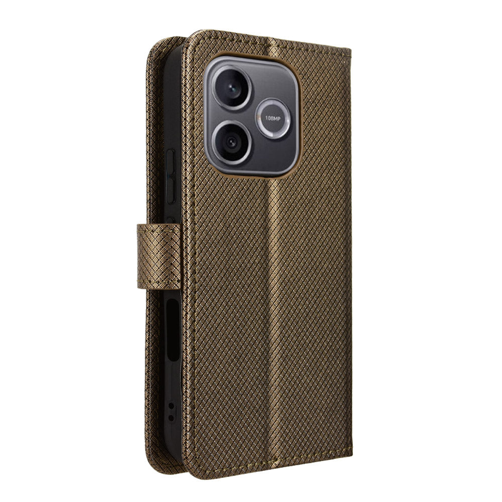 For Honor 600 Lite 5G Leather Wallet Case with Strap Diamond Texture Phone Cover