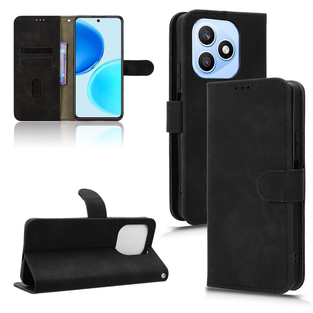 For Honor X8d 4G Leather Case Skin Feel Anti Drop Wallet Stand Flip Phone Cover