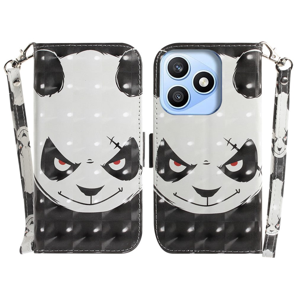 For Honor X8d 4G Case Pattern Printing Leather Wallet Phone Cover with Wrist Strap