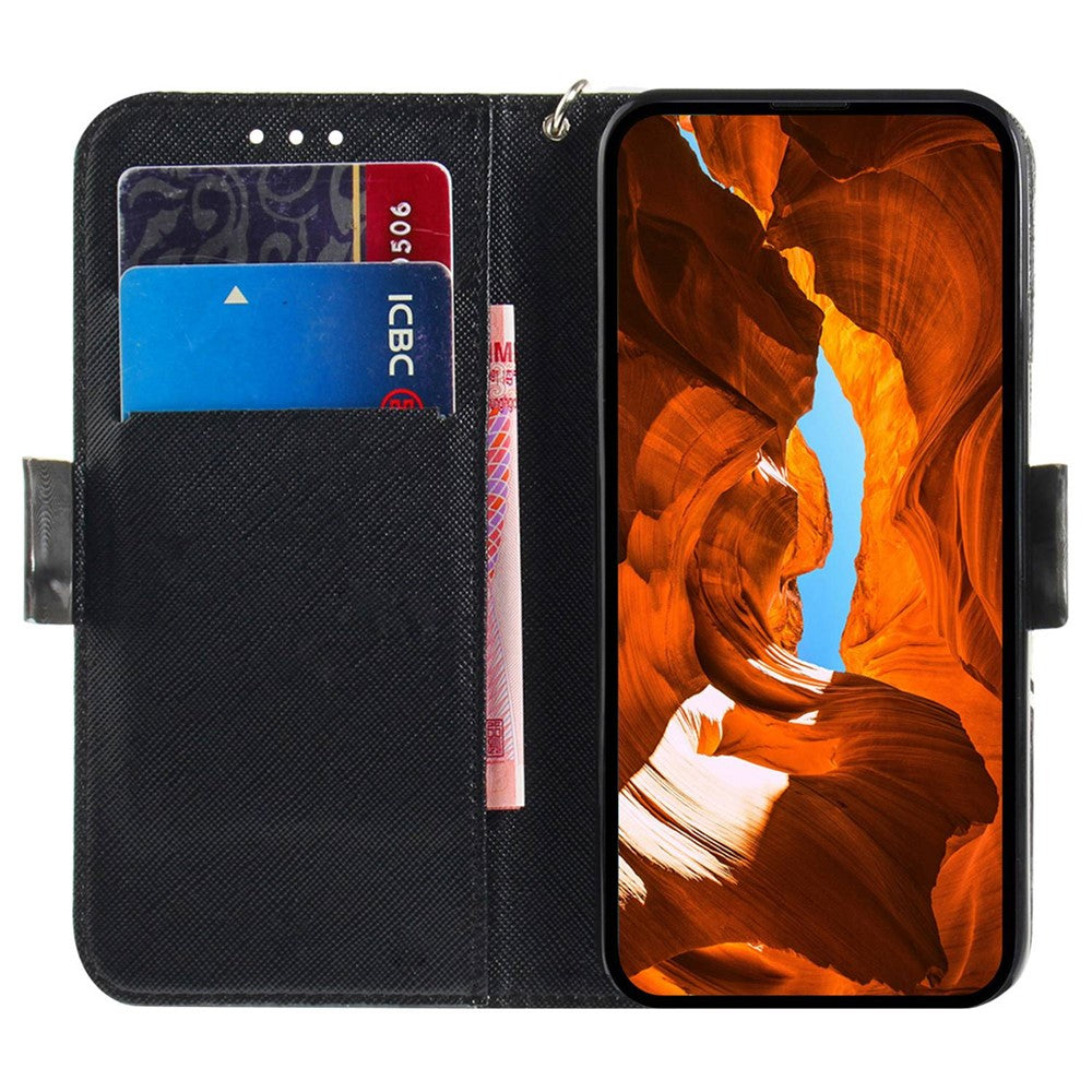 For Honor X8d 4G Case Pattern Printing Leather Wallet Phone Cover with Wrist Strap