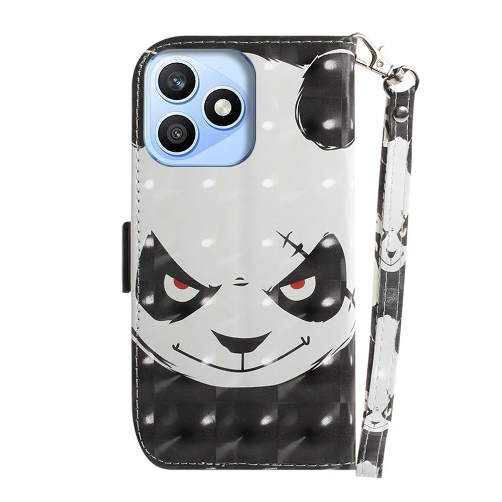 For Honor X8d 4G Case Pattern Printing Leather Wallet Phone Cover with Wrist Strap