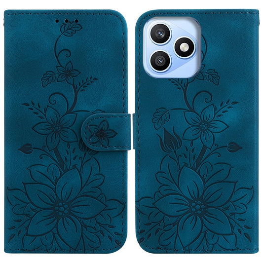 Honor X8d 4G Handyhülle – mit Standfunktion, Lilien-Blumen-Aufdruck, Leder- mit Handschlaufe