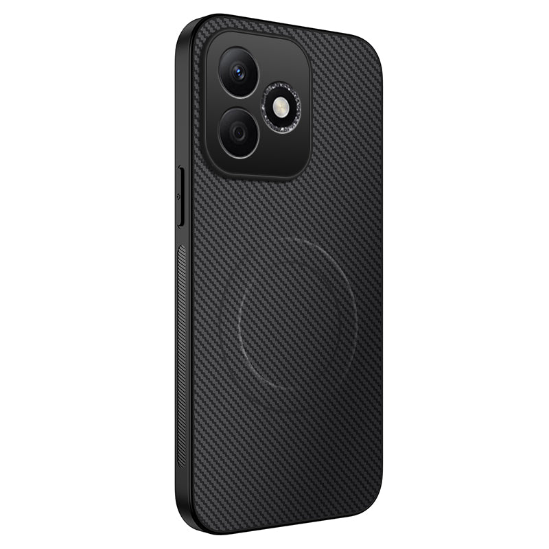 WANLONFENG For Honor 600 Lite 5G TQ Series Magnetic Case Carbon Fiber Texture PC TPU Phone Cover