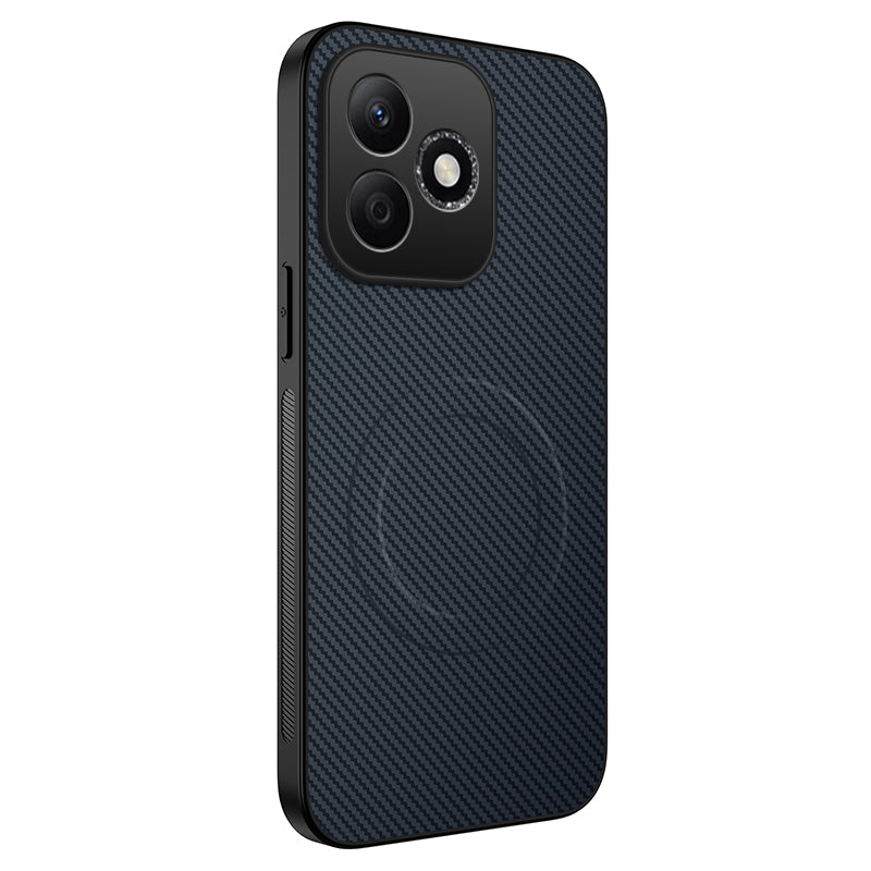 WANLONFENG For Honor 600 Lite 5G TQ Series Magnetic Case Carbon Fiber Texture PC TPU Phone Cover