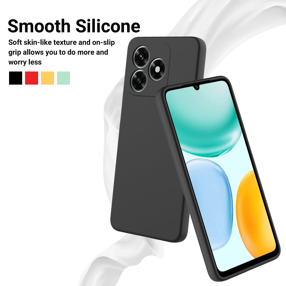For Honor X8d 4G Liquid Silicone Case Phone Back Cover with Hand Strap