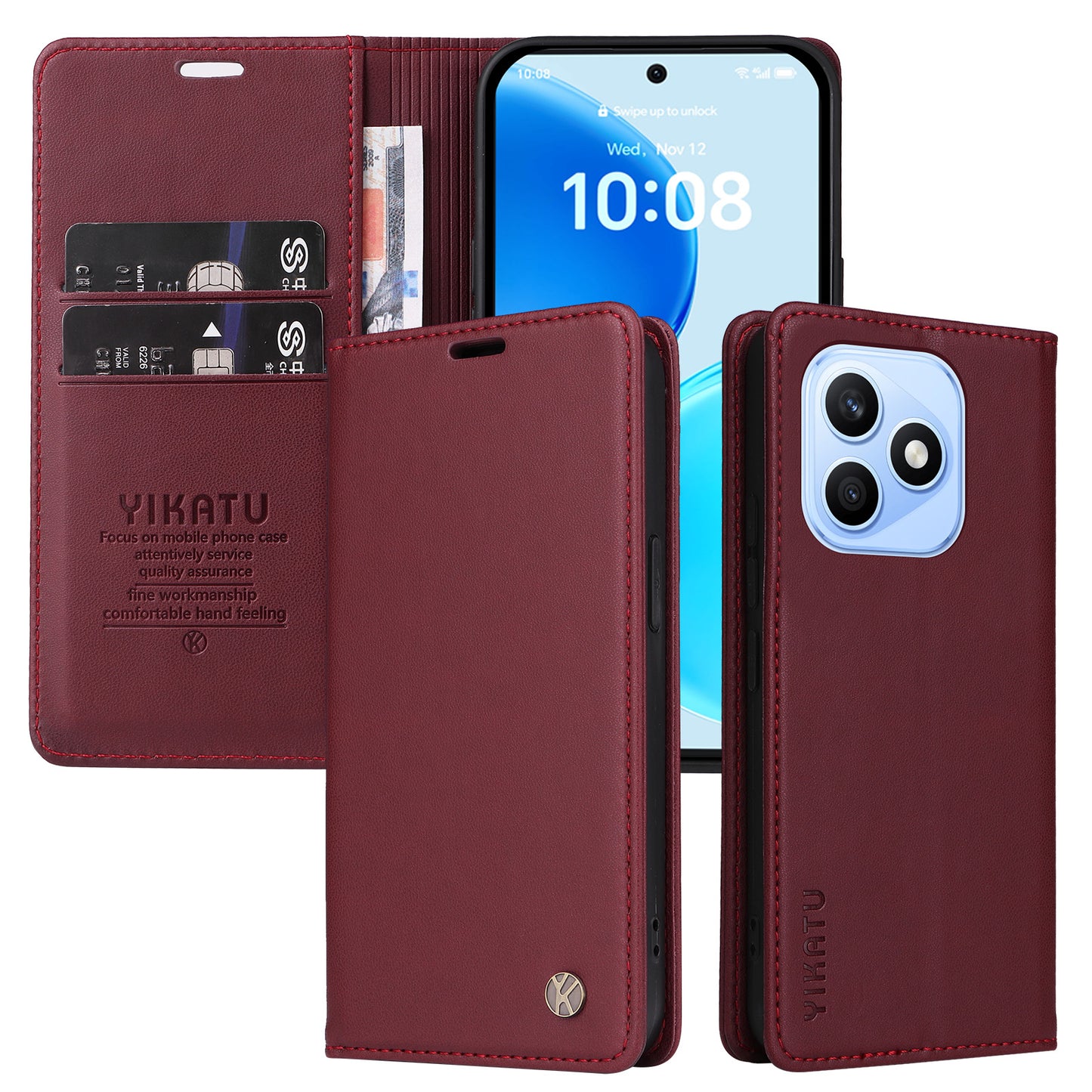 YIKATU For Honor X8d 4G YK-001 Phone Cases Magnetic Closure PU Leather Mobile Cover