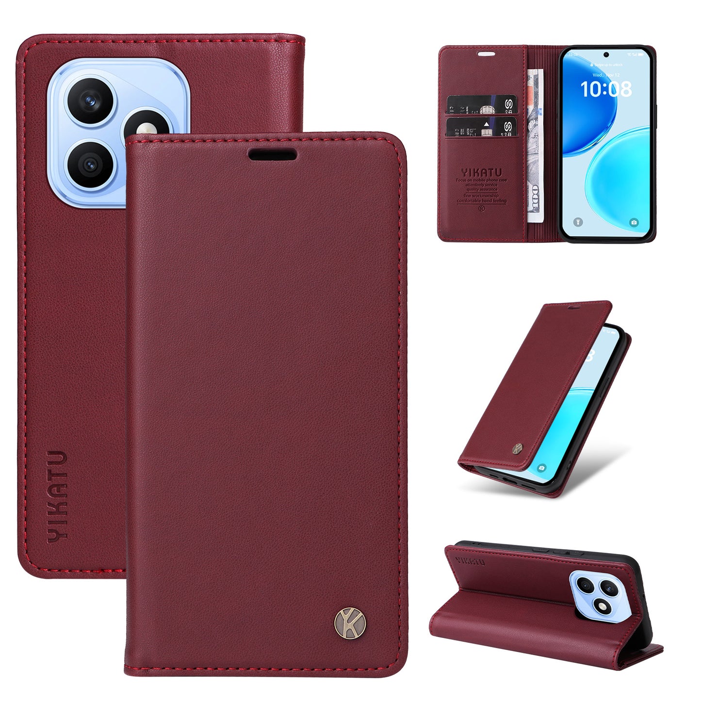 YIKATU For Honor X8d 4G YK-001 Phone Cases Magnetic Closure PU Leather Mobile Cover