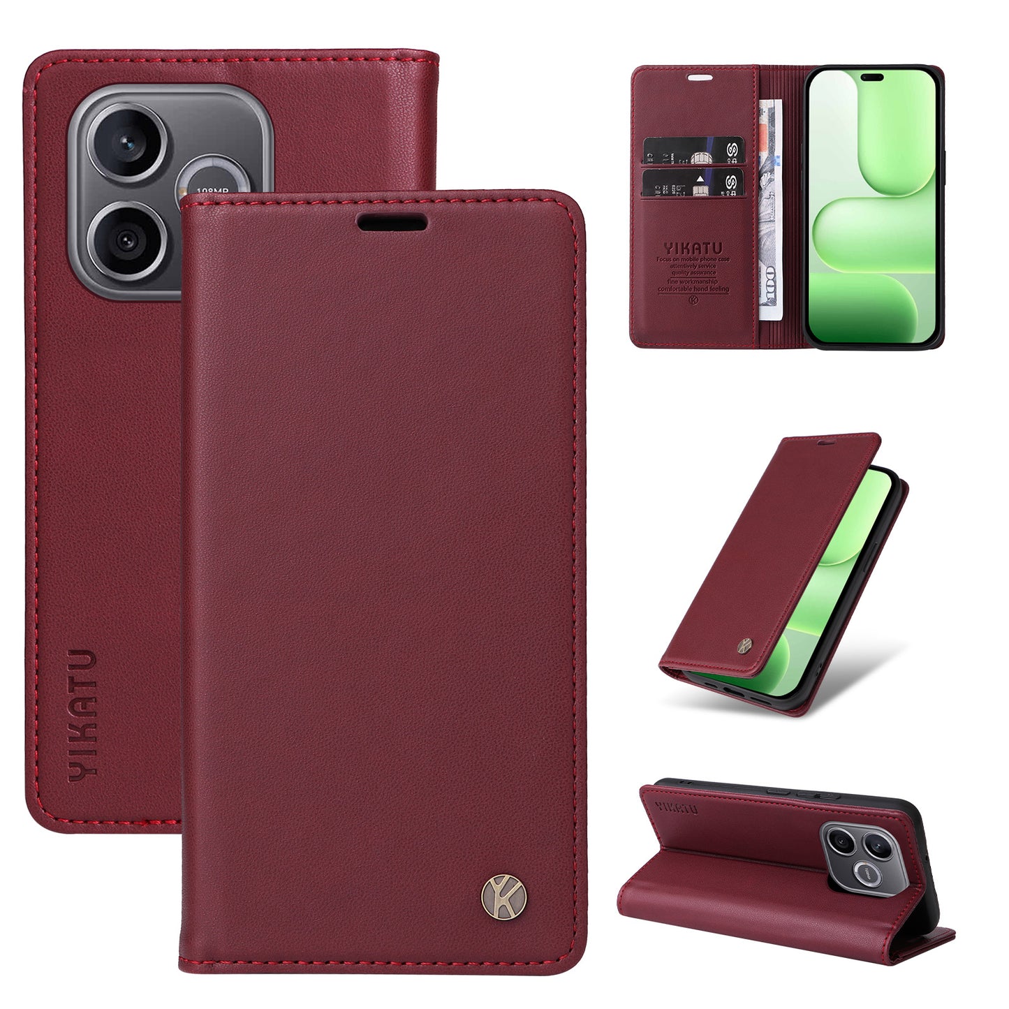 YIKATU For Honor 600 Lite 5G YK-001 Phone Cases Magnetic Closure PU Leather Mobile Cover