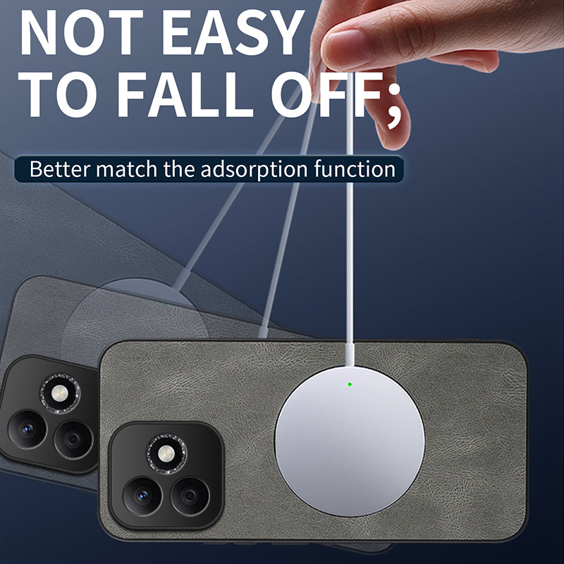 WANLONFENG For Honor 600 Lite 5G SD1 Series Magnetic Case Nappa Texture PC TPU Phone Cover