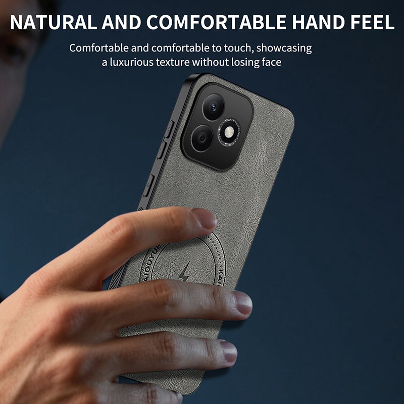 WANLONFENG For Honor 600 Lite 5G SD1 Series Magnetic Case Nappa Texture PC TPU Phone Cover