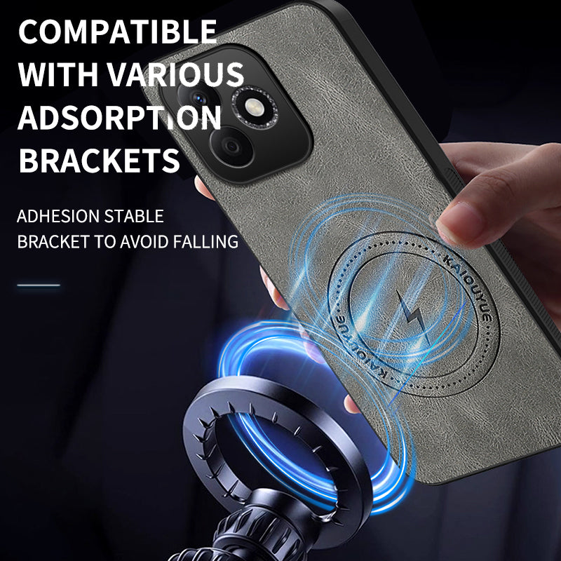 WANLONFENG For Honor 600 Lite 5G SD1 Series Magnetic Case Nappa Texture PC TPU Phone Cover