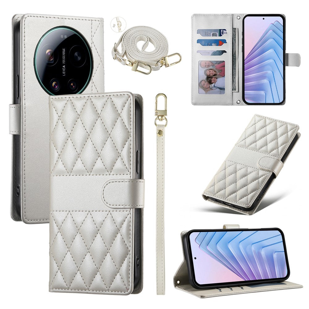Xiaomi 17 Ultra 5G – Wallet-Handyhülle aus PU-Leder und TPU, mit Ständer, mit langem und kurzem Trageriemen