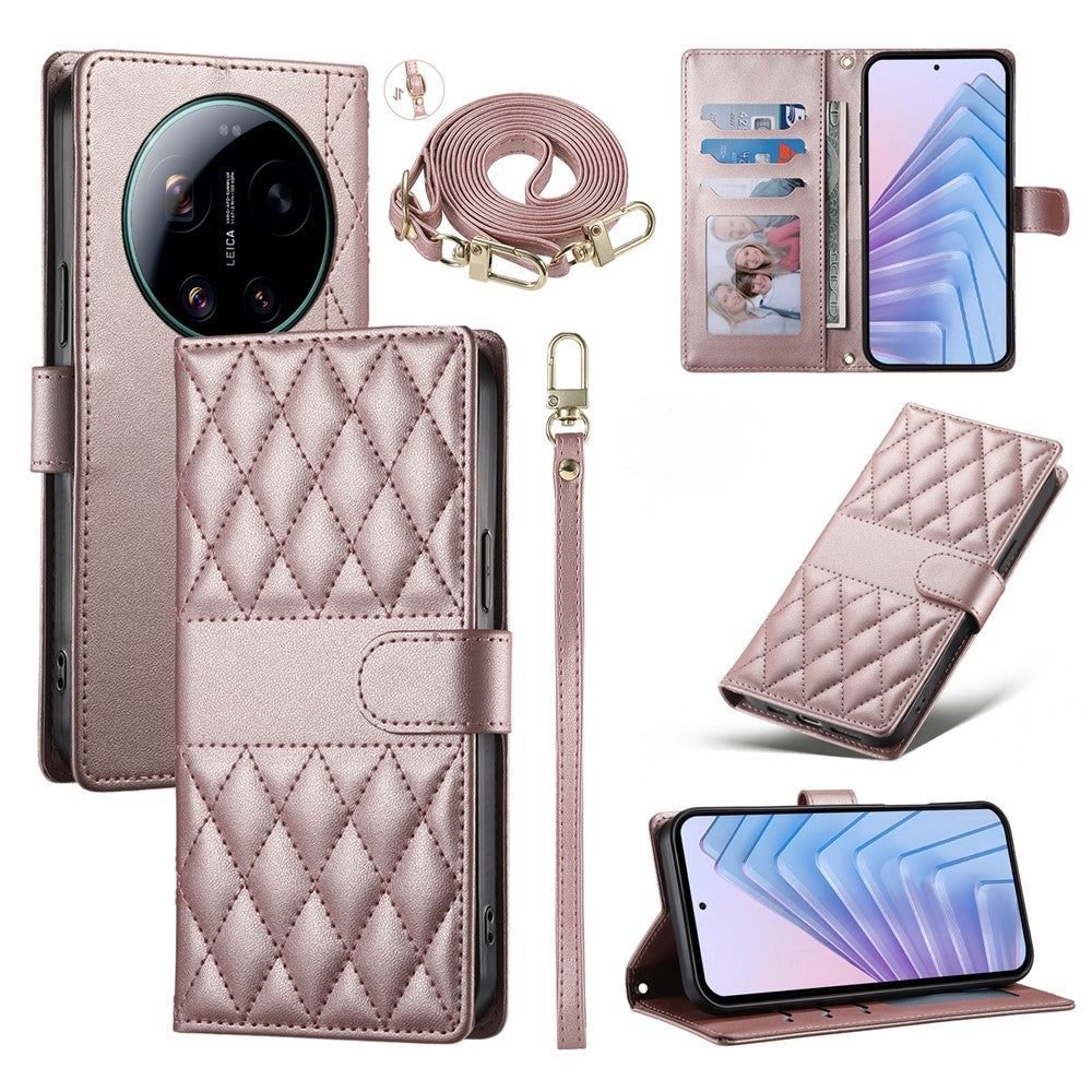 Xiaomi 17 Ultra 5G – Wallet-Handyhülle aus PU-Leder und TPU, mit Ständer, mit langem und kurzem Trageriemen