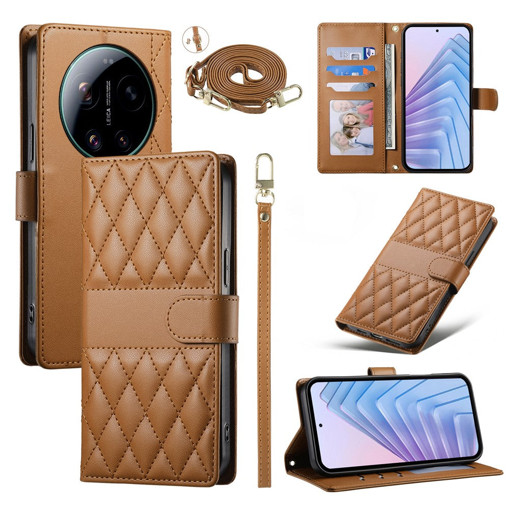 Xiaomi 17 Ultra 5G – Wallet-Handyhülle aus PU-Leder und TPU, mit Ständer, mit langem und kurzem Trageriemen