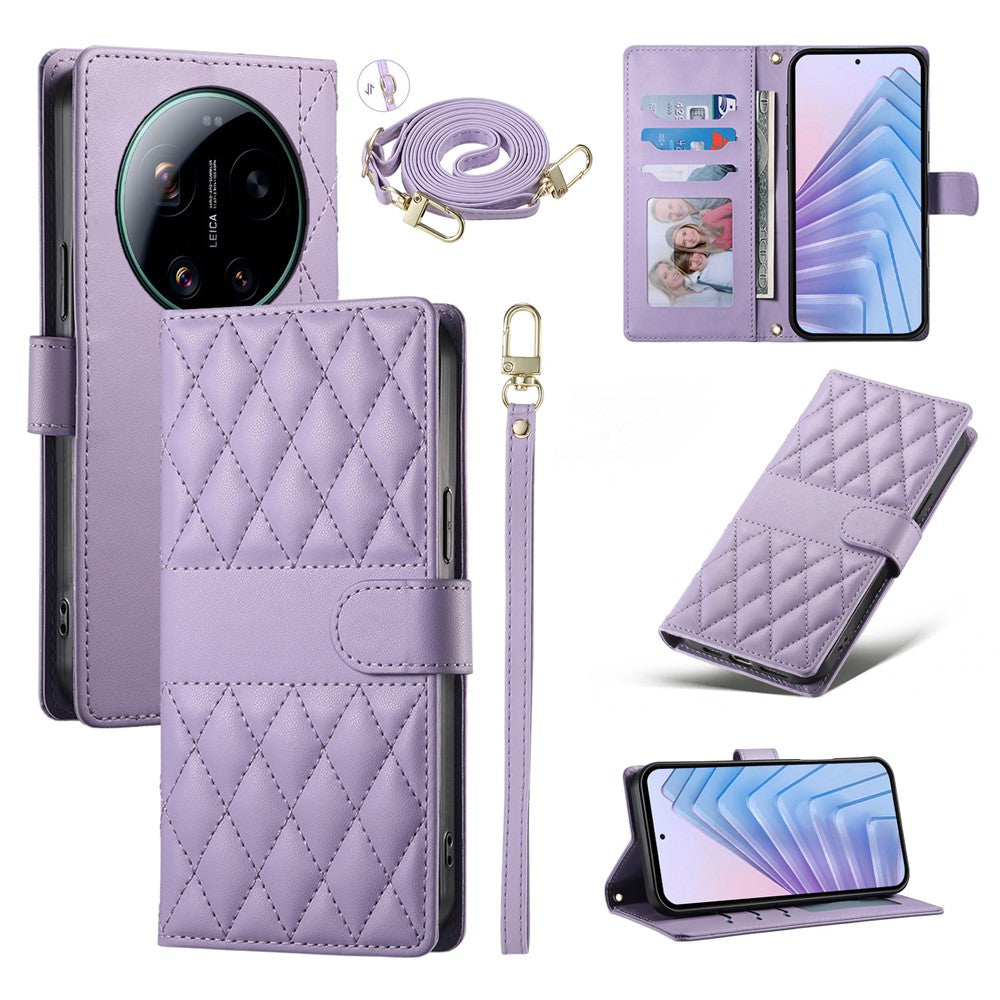 Xiaomi 17 Ultra 5G – Wallet-Handyhülle aus PU-Leder und TPU, mit Ständer, mit langem und kurzem Trageriemen