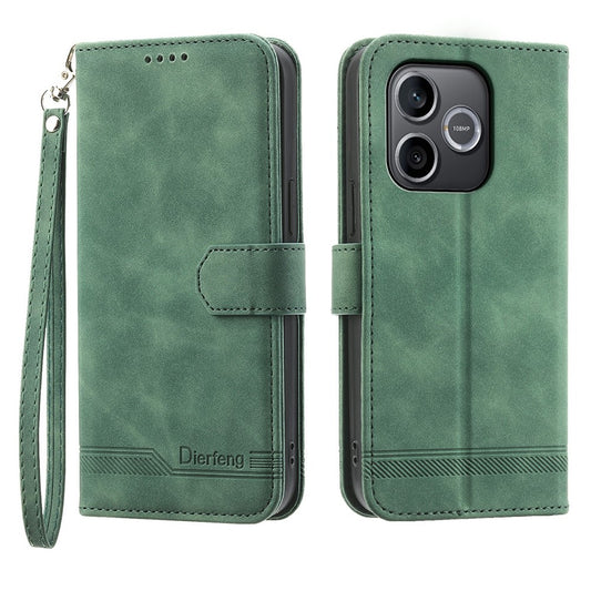 Honor 600 Lite 5G Handyhülle – DIERFENG DF-03 Ledertasche mit Aufdruck „Lines“ und Handschlaufe