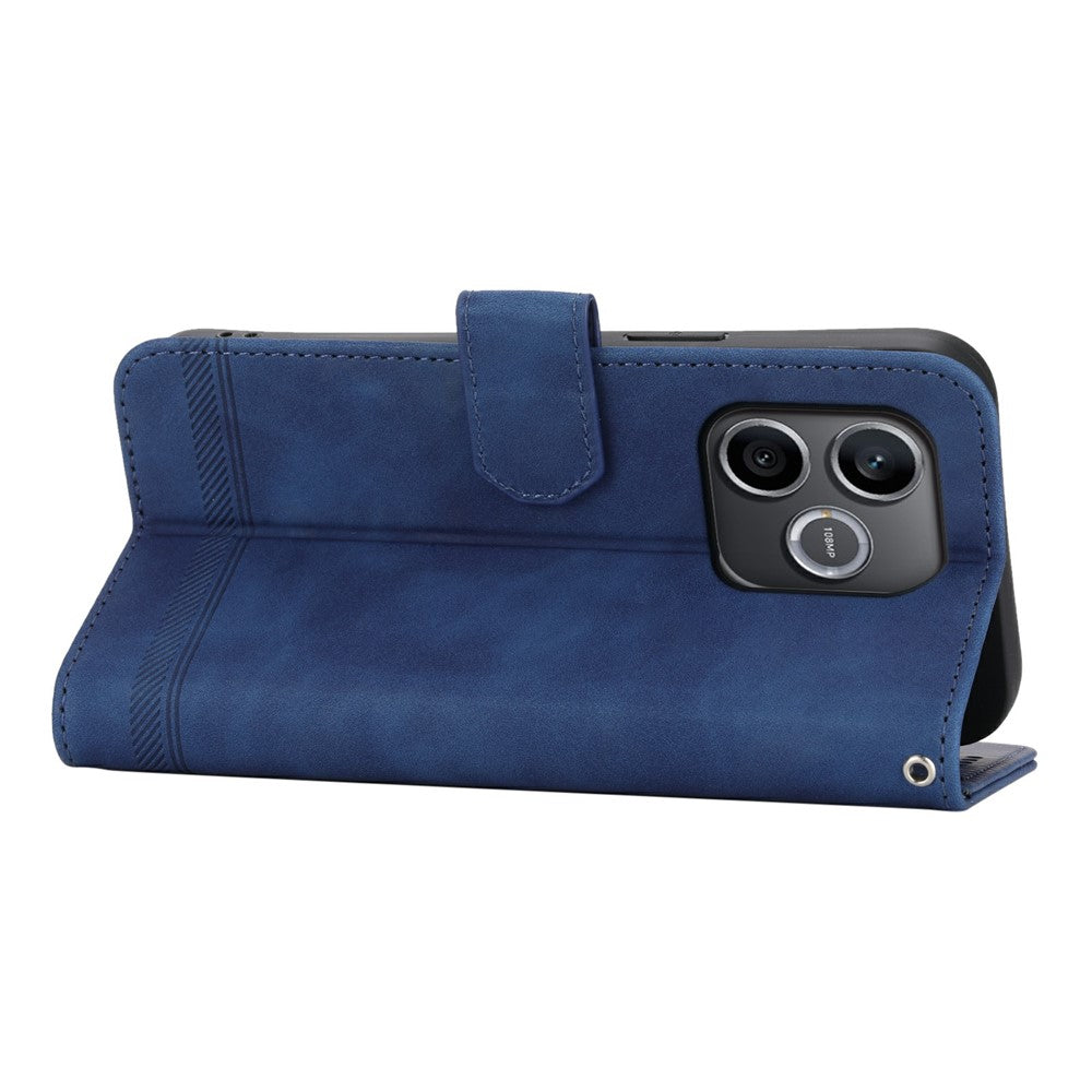 DIERFENG DF-03 For Honor 600 Lite 5G Leather Case Lines Imprint Wallet Phone Cover with Wrist Strap