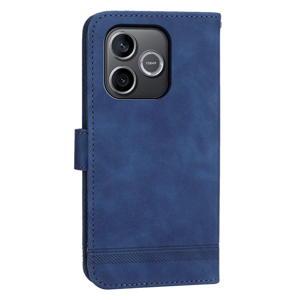 DIERFENG DF-03 For Honor 600 Lite 5G Leather Case Lines Imprint Wallet Phone Cover with Wrist Strap