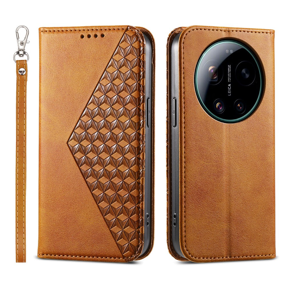 For Xiaomi 17 Ultra 5G Case Calf Texture PU Leather Wallet Phone Cover with Wrist Strap