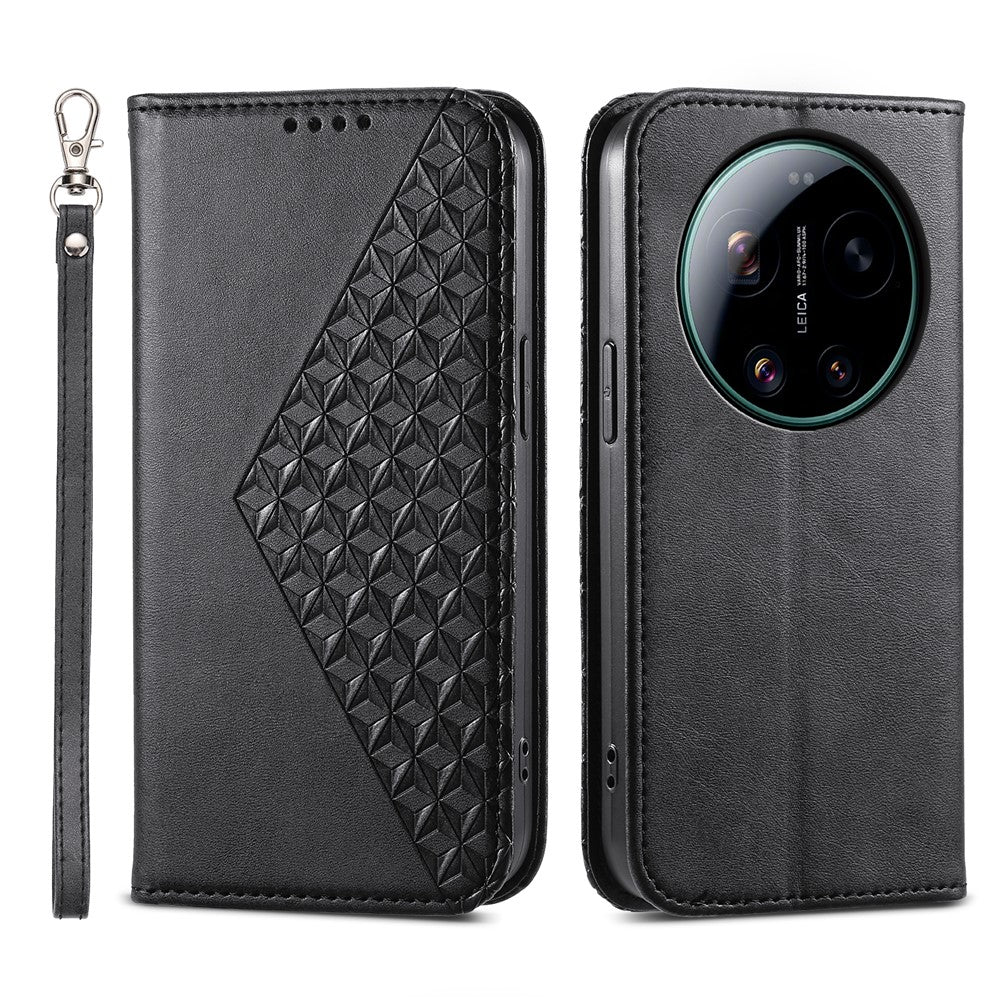 For Xiaomi 17 Ultra 5G Case Calf Texture PU Leather Wallet Phone Cover with Wrist Strap