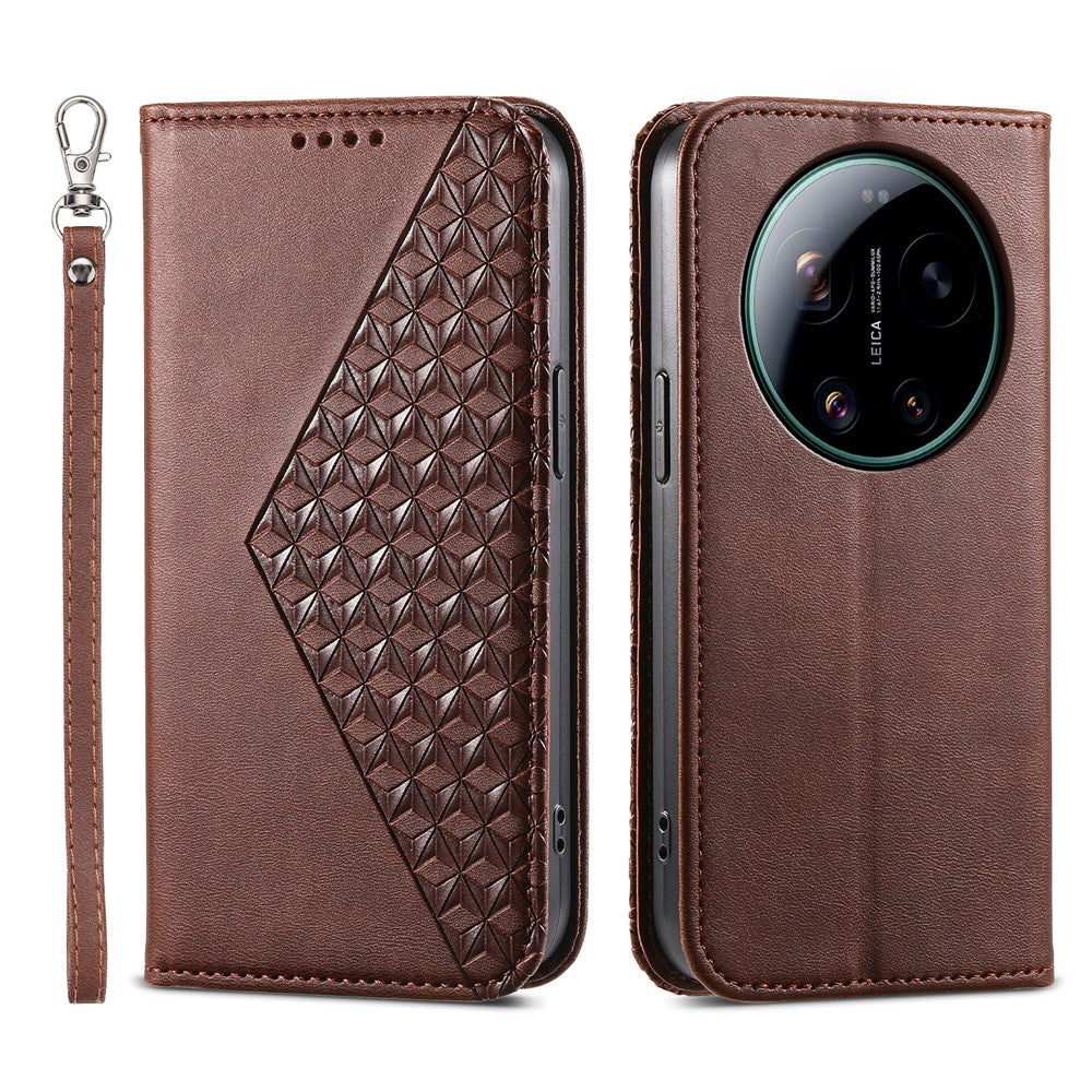 For Xiaomi 17 Ultra 5G Case Calf Texture PU Leather Wallet Phone Cover with Wrist Strap