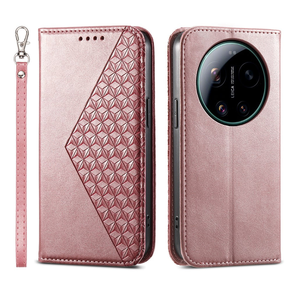 For Xiaomi 17 Ultra 5G Case Calf Texture PU Leather Wallet Phone Cover with Wrist Strap