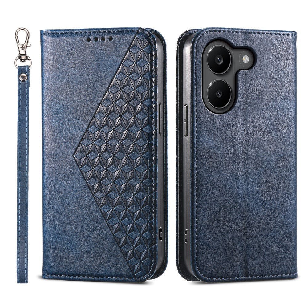 For Xiaomi Poco X8 Pro 5G  /  Redmi Turbo 5 5G Case Calf Texture PU Leather Wallet Phone Cover with Wrist Strap