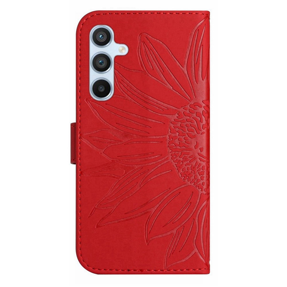 Galaxy A54 5G Wallet-Hülle – Sonnenblume aufgedruckt, mit Ständer & Riemen